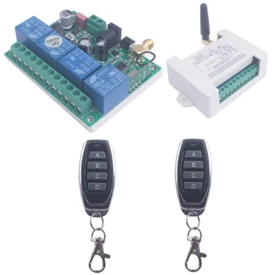 Obrázok produktu pre 12 V, 24 V, 36 V, 4 kanály, univerzálny diaľkový ovládač pre garážové brány, 433 MHz, výkonný motor (pozor dopredu, dozadu), bezdrôtový spínač, prijímač/vysielač (2 ovládače, 433 MHz)