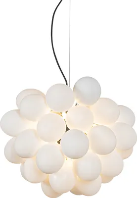 Produktbild von QAZQA - Design Art-Deco-Hängelampe I Pendellampe I Pendelleuchte schwarz mit Opalglas 8-flammig rund – Uvas I Wohnzimmer I Schlafzimmer - Kugel I Kugelförmig - LED geeignet G9