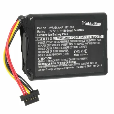 Produktbild von Akku kompatibel mit TomTom AHA11111008 - Li-Ion 1100mAh - für Tomtom 4FL50, 4FL60, Go 5000, GO 5100, Go 6000, GO 6100, PRO TRUCK 5250, VFAD, 4PL50, 4PL60