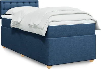 Produktbild von Design Boxspringbett mit Matratze Blau 100x200 cm Stoff, Klassische Betten 2024 Neu