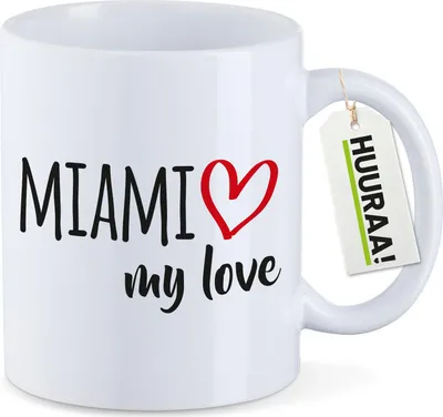 Produktbild von Huuraa Kaffeetasse Miami my love 330ml Weiß Keramik Kaffeebecher Geschenkidee