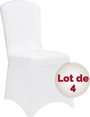 Image de DETEX® 4x Housse de chaise blanche tissu stretch opaque infroissable amovible mariage fête réception