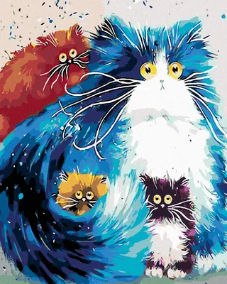 Obrázek produktu pro Zuty - Malování podle čísel - CHLUPATÉ BAREVNÉ KOČKY, 40x50 cm, bez rámu a bez vypnutí plátna