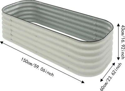 Produktbild von Hochbeet - Metall Pflanzkasten - Modular, Zwei Größen 150×60×43/105×105×43 cm - Höhe 43 cm - Aluminium-Zink-beschichteter Stahl - Korrosionsschutz - Weiß