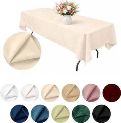 Produktbild von MEBLE ODNOWA, Tischdecke, Matter Samt-Tischdecke, Rechteckig, Creme, 140×240 cm, Velours, Tischschutz, Elegant, Formstabil, Elastisch, Strapazierfähig, Maschinenwaschbar