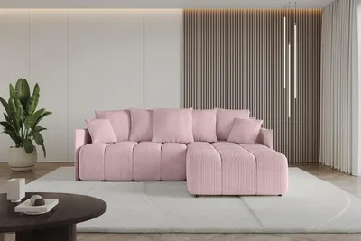 Produktbild von ALTDECOR Ecksofa mit Schlaffunktion und Bettkasten LONLI-L 251x189x68 cm Rosa - Corner Sofa Bett Eckcouch Couch L-Form Schlafcouch Ausziehbar Wohnlandschaft Schlafsofa Cauchsofa
