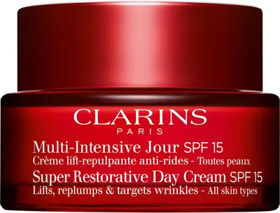 Productafbeelding van Clarins Super Restorative Dagcrème, dagcrème, voor vrouwen, geschikt voor alle huidtypes, voor gezicht, hals en nek, anti-puistjes, anti-rimpel, huidverhelderend, revitaliserend, liftend, hydraterend, voedend, ..., 50 ml