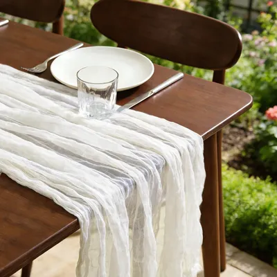 Produktbild von Omgoods – Set aus 2 rustikalen, böhmischen Tischläufern aus Leinen, 90 x 300 cm