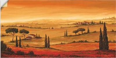 Produktbild von ARTland Wandbild, selbstklebend Mohnfeld in der Toskanalandschaft Größe: 40x20 cm