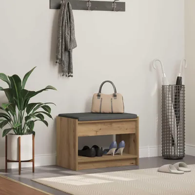 Produktbild von Flurbank mit Kissen mit Regal Artisan-Eiche 63 x 38 x 45 cm - Sitzbänke DE1954