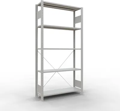 Produktbild von Schulte Fachbodenregal MULTIplus150 Stecksystem | Grundregal | HxBxT 200x100x30cm | 5 Ebenen | Fachlast 150kg | Lichtgrau