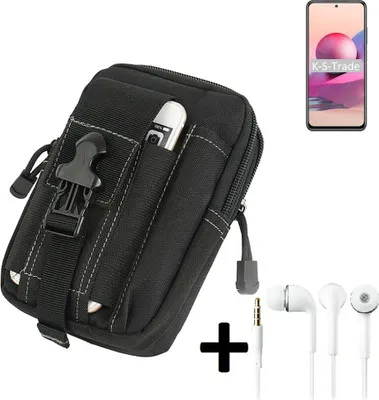 Produktbild von K-S-Trade Gürteltache + Kopfhörer kompatibel mit Xiaomi Redmi Note 10S Gürtel Tasche Holster Schutz Hülle Handy Hülle  schwarz inkl. Extrafächer