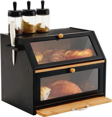 Produktbild von Famanu Brotkasten mit Schneidebrett - Nachhaltige Aufbewahrung für Brot und Küchenaccessoires (39 x 26 x 32,5 cm)