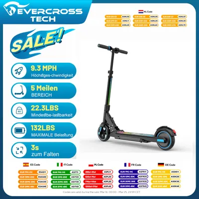 Produktbild von EVERCROSS EV06C Kinder E-Scooter 150W faltbar 15 km/h LED Elektroroller Pink