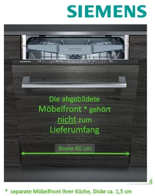 Produktbild von Siemens iQ100 SN615X03EE, Voll integriert, Standardgröße (60 cm), Schwarz, Tasten, 1,75 m, 1,65 m