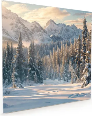 Produktbild von Küchenrückwand Spritzschutz Glas mit Motiv Winterlandschaft 40 x 40 cm