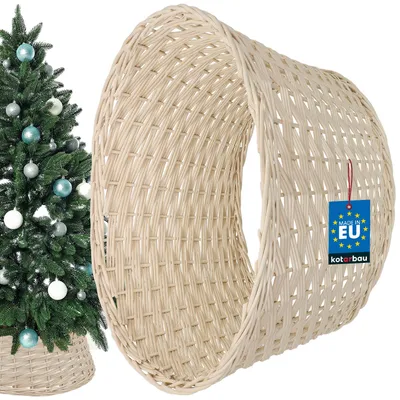Obrázok produktu pre KOTARBAU® sukňa na vianočný stromček z vŕby Ø 60 cm bielený stojan na vianočný stromček z ratanu prírodný kôš na vianočný stromček, kryt na stojan na vianočný stromček Deco podstavec na jedľový stromček