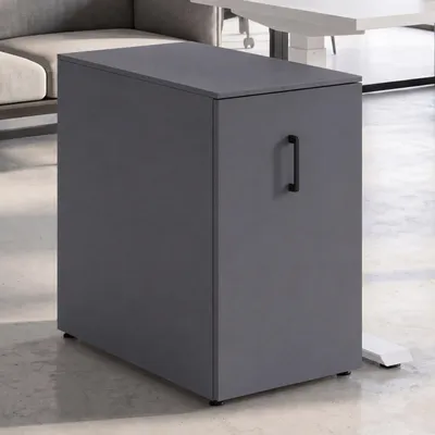Produktbild von Aktenschrank HWC-Q27, Büroschrank Stahlschrank, Stützrad Staufächer, Metall 74x43x80cm dunkelgrau
