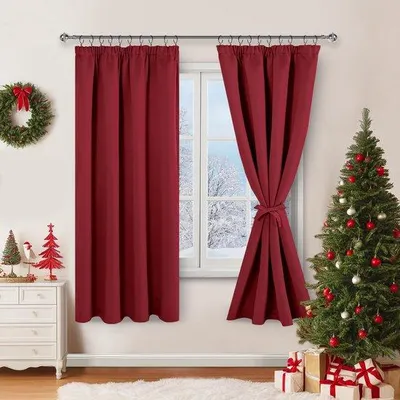 Imagen del producto de Ibenzoa® Juego de 2 cortinas opacas, 140 x 175 cm – reducen la luz y aíslan del calor, tejido de mezcla de poliéster, con cinta para crear pliegues, lavables a máquina
