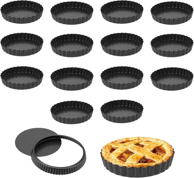 16 Mini-Tarteformen 12 cm, antihaftbeschichtet, mit herausnehmbarem Boden