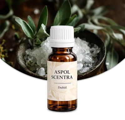 Produktbild von Aspol Scentra Holzsalbei & Meersalz UFIREADY Duftöl für Kerzen und Diffusoren 20 ml, KI-generiertes Bild