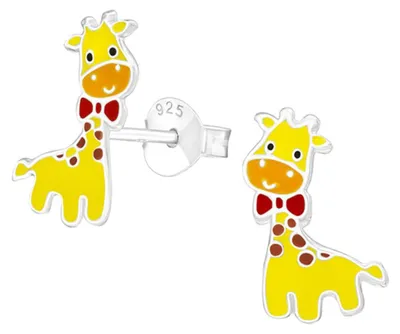 Produktbild von Kinder-Ohrringe: 925 Silber Ohrstecker für Mädchen und Jungen Giraffe | 10 mm x 13 mm