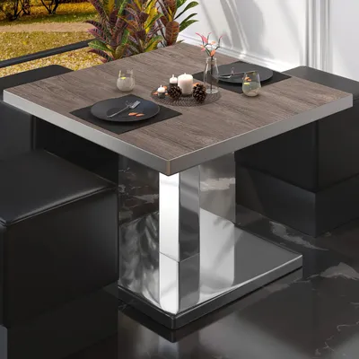 Produktbild von BM | Bistro Loungetisch | B:T:H 80 x 80 x 41 cm | Light Wenge / Edelstahl | Bistro Tisch Loungetisch