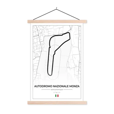 Produktbild von MuchoWow® Textilposter Rennsport - F1 - Rennstrecke - Italien - Autodromo Nazionale Monza - Weiß 40x60 cm mit holzfarbenen Rahmen - Poster