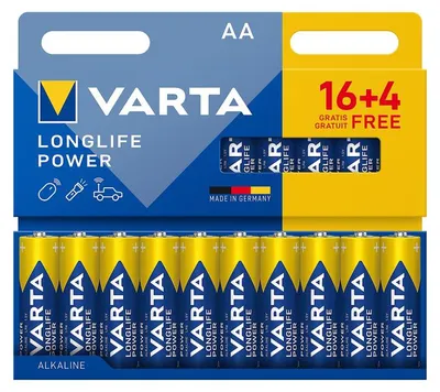 Immagine prodotto di Varta BAT0361 Batteria alcalina LR06 Longlife Power, confezione blister da 16+4