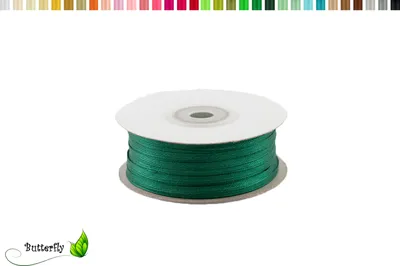 Produktbild von Satinband 3mm x 91m Rolle, Farbe:090 dunkel grün