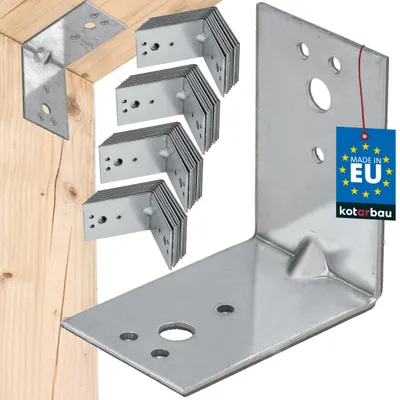 Productafbeelding van KOTARBAU Set van 50 hoekverbinders, plankhoek, 60 x 60 x 40 mm, hoek voor zware lasten, aanslaghoek, versterkte metalen hoek, bouwverbinder, verzinkt staal