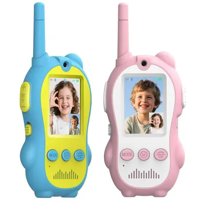 Produktbild von Kinder-Video-Funkgerät, 2er-Set bidirektional, Video- und Sprachfunktion, mit Stimmverzerrer, Indoor/Outdoor, für 3–12 Jahre, Camping-Spielzeug