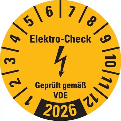 Produktbild von Dreifke® Prüfplakette Elektro-Check ..., 2026, gelb, Dokumentenfolie, ...
