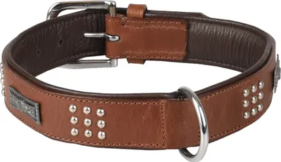 Produktbild von Flamingo Halsband Sedona Leder mit Nieten braun, Maße: 47-55 cm / 37 mm