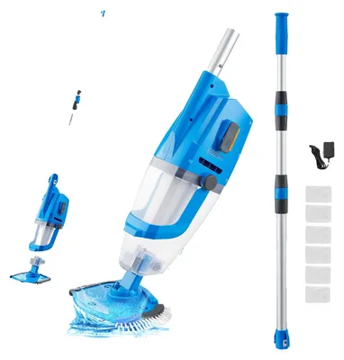 Zdjęcie produktu dla Odkurzacz basenowy VEVOR, bezprzewodowy odkurzacz ręczny (100 l/min), akumulatorowy odkurzacz basenowy, czas pracy do 1 godziny, do basenów naziemnych i podziemnych oraz spa