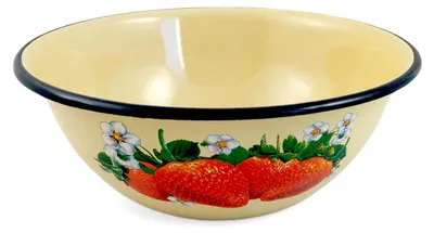 Produktbild von Emaille Schüssel Erdbeeren Rund 1,5 Liter ca Ø 20 Retro Nostalgie Geschirr emalliert Früchte