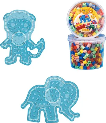 Produktbild von Hama Set Löwe & Elefant mit 600 Maxi-Bügelperlen und Stiftplatten