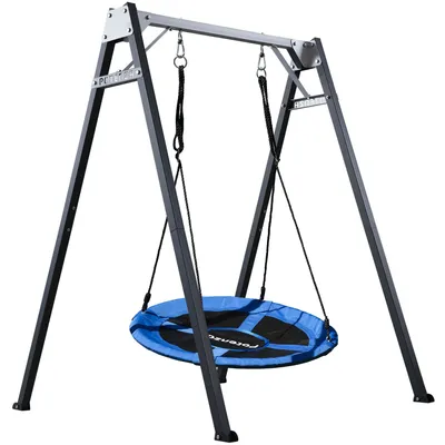 Produktbild von Potenza Kinderschaukel mit Nestschaukel Verzinktes Schaukelgestell bis 200kg belastbar Schaukel für Kinder Gartenschaukel 206x159cm I Blau