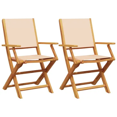 Produktbild von Gartenstühle 2 Stk. Beige Massivholz Akazie & Stoff