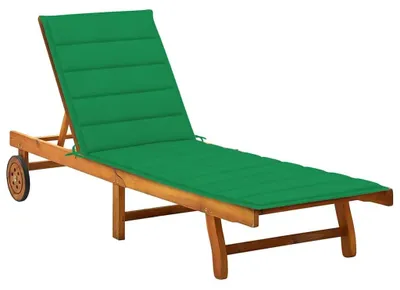 Obrázek produktu pro Lehátko z masivního akáciového dřeva, nastavitelné – 200x63x85 cm – zelené – s kolečky