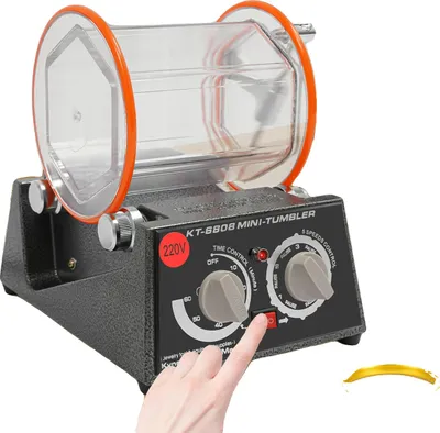 Imagen del producto de Máquina pulidora de joyería, con una potencia de 60W, velocidad de 3000 RPM, control de 5 velocidades, temporizador hasta 60 minutos y materiales duraderos