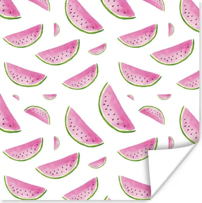 Produktbild von MuchoWow® Poster Wassermelone - Aquarellfarbe - Design 100x100 cm - Babyzimmer