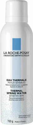 A white spray bottle of La Roche-Posay Thermal Spring Water for sensitive skin.
