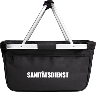 Produktbild von Huuraa Einkaufskorb Sanitätsdienst Schriftzug 20 Liter Black faltbarer Tragekorb Geschenkidee