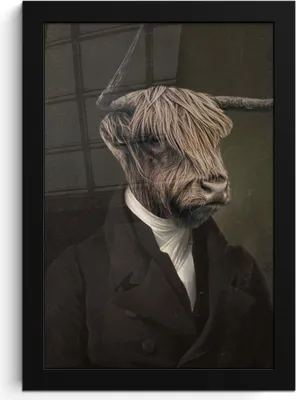 Produktbild von MuchoWow® MuchoWow® Gerahmtes Poster Alte Meister - Schottische Hochlandrind - Tiere 20x30 cm - Poster mit zchwarzem Bilderrahmen - Drucken - Bilder Poster im Rahmen