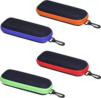 Produktbild von 4 Stück Weiche Brillenetui, Brillenetui Hardcase, Tragbare Harte Brillenetui, Brillenetui Box, tragbar, Reise, weich, Sonnenbrillenbeutel für Damen, Herren, Kinder