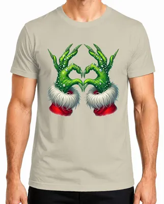 Produktbild von Grinch Hände Herz Glitzer Weihnachten Xmas Ugly Christmas Sweater Herren T-Shirt, Natur, XXL