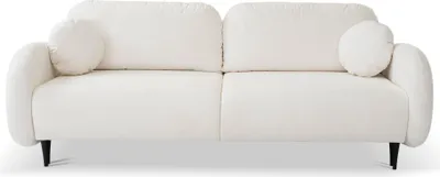 Produktbild von Sofa AGIO mit Schlaffunktion, Schlafsofa, Wohnzimmersofa, Couch, Soffa, Bettsofa, Velours-Stoff – Creme RUN AGAIN 01