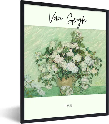 Produktbild von MuchoWow® Gerahmtes Poster Van Gogh - Gemälde - Rosen 30x40 cm - Poster mit Schwarzem Bilderrahmen Wandposter Rahmen Foto Bilder - Wanddeko - Kunstdrucke
