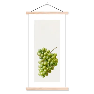 Produktbild von MuchoWow® Textilposter Weintrauben - Obst - Lebensmittel 40x80 cm mit holzfarbenen Rahmen - Wohnzimmer